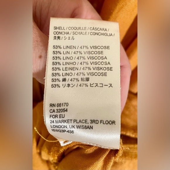 Anthropologie Maeve Luana Romper Size 2 Yellow Orange Tie Belt Boho Linen Blend - Picture 11 of 13
